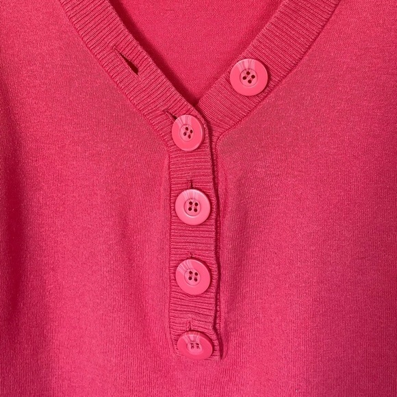 sundance Cotton Rabbit Hair Blend Half Button Detail Coral Sweater XS - Picture 2 of 4